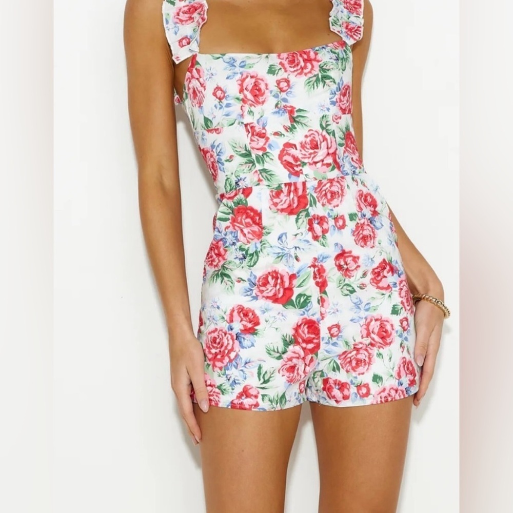 Hello Molly Bahama Lover White Floral Romper Playsuit Size XS US 2 Boho Summer - Picture 7 of 9